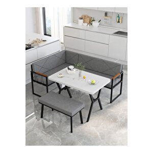 Src Serisi Balkon, Bahçe, Cafe, Köşe Takımı, Balkon Köşe Takımı - Beyaz Masalı - Koyu Gri Koyu Gri