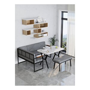 Src Serisi Balkon, Bahçe, Cafe, Köşe Takımı, Balkon Köşe Takımı - Beyaz Masalı - Koyu Gri Koyu Gri