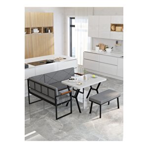 Src Serisi Balkon, Bahçe, Cafe, Köşe Takımı, Balkon Köşe Takımı - Beyaz Masalı - Koyu Gri