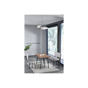 Hayat 70x110 Atlantik Mutfak Masası, Mutfak Masası Takımı, Yemek Masası, 2 Benchli - Açık Gri Açık Gri