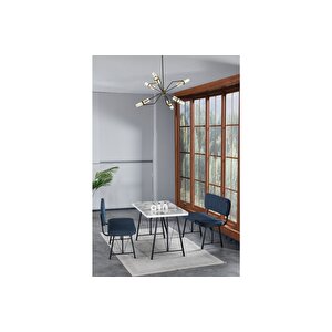 Hayat 70x110 Efes Mutfak Masası, Mutfak Masası Takımı, Yemek Masası, 2 Benchli -  Lacivert Lacivert