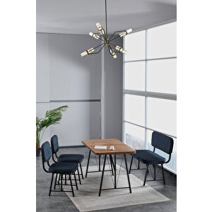 Hayat 70 X 110 Atlantik Mutfak Masası, Mutfak Masası Takımı, Yemek Masası, 2 Sandalye 1 Bench - Lacivert Lacivert