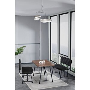 Hayat 70x110 Amalfi Mutfak Masası, Mutfak Masası Takımı, Yemek Masası, 2 Benchli - Siyah Siyah