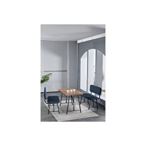 Hayat 70x110 Atlantik Mutfak Masası, Mutfak Masası Takımı, Yemek Masası, 2 Benchli - Lacivert Lacivert