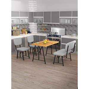 Hayat 70 X 110 Atlantik Mutfak Masası, Mutfak Masası Takımı, Yemek Masası, 2 Sandalye 1 Bench - Açık Gri Açık Gri