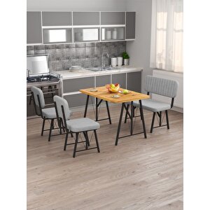 Hayat 70 X 110 Atlantik Mutfak Masası, Mutfak Masası Takımı, Yemek Masası, 2 Sandalye 1 Bench - Açık Gri Açık Gri