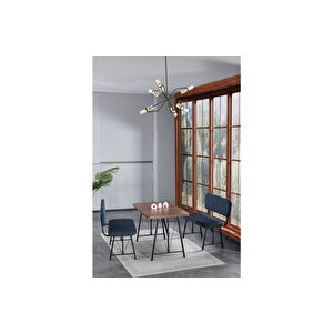 Hayat 70x110 Amalfi Mutfak Masası, Mutfak Masası Takımı, Yemek Masası, 2 Benchli - Lacivert Lacivert