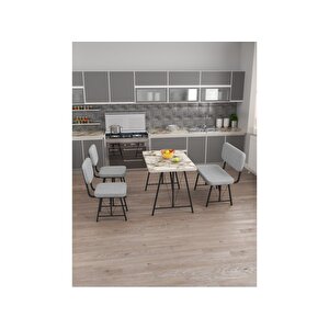 Hayat 70 X 110 Efes Mutfak Masası, Mutfak Masası Takımı, Yemek Masası, 2 Sandalye 1 Bench - Açık Gri Açık Gri