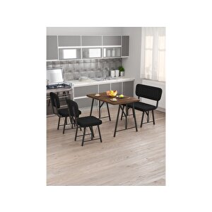 Hayat 70 X 110 Amalfi Mutfak Masası, Mutfak Masası Takımı, Yemek Masası, 2 Sandalye 1 Bench - Siyah Siyah