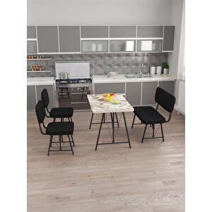 Hayat 70 X 110 Efes Mutfak Masası, Mutfak Masası Takımı, Yemek Masası, 2 Sandalye 1 Bench - Siyah Siyah