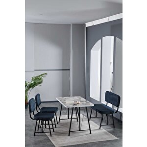 Hayat 70 X 110 Efes Mutfak Masası, Mutfak Masası Takımı, Yemek Masası, 2 Sandalye 1 Bench - Lacivert Lacivert