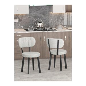 Azra 70x110cm Bendir Mutfak Masası, Mutfak Masası Takımı, Yemek Masası, 4 Açık Gri Sandalye