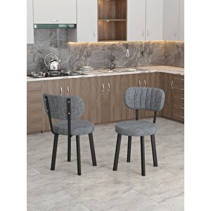 Azra 70x110cm Efes Mutfak Masası, Mutfak Masası Takımı, Yemek Masası, 4 Koyu Gri Sandalye