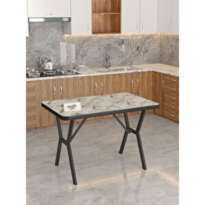 Azra 70x110cm Efes Mutfak Masası, Mutfak Masası Takımı, Yemek Masası, 4 Koyu Gri Sandalye