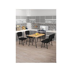 Hayat 70 X 110 Atlantik Mutfak Masası, Mutfak Masası Takımı, Yemek Masası, 2 Sandalye 1 Bench - Siyah Siyah