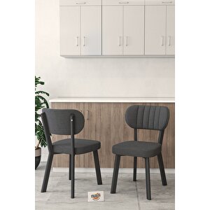 Gnr 90cm Sabit Beyaz Mutfak Masası Takımı, Yemek Masası, 4 Modern Antrasit Sandalye Antrasit