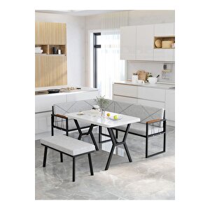 Src Serisi Balkon, Bahçe, Cafe, Köşe Takımı, Balkon Köşe Takımı - Beyaz Masalı - Açık Gri Açık Gri