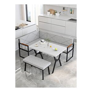 Src Serisi Balkon, Bahçe, Cafe, Köşe Takımı, Balkon Köşe Takımı - Beyaz Masalı - Açık Gri Açık Gri