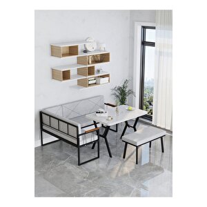 Src Serisi Balkon, Bahçe, Cafe, Köşe Takımı, Balkon Köşe Takımı - Beyaz Masalı - Açık Gri Açık Gri