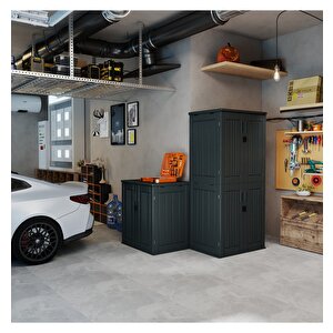 C037 Hdpe Plasti̇k Bahçe Balkon Rafli  Depolama Dolabi  (g 80 X D 59 X Y 86.5 Cm )