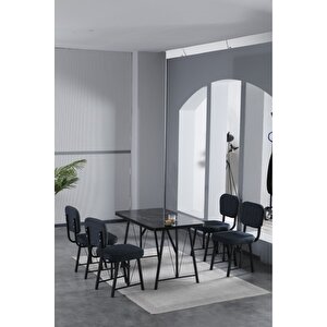 Hayat 70 X 110 Cm Sabit Bendir Mutfak Masası, Mutfak Masası Takımı, Yemek Masası, 4 Lacivert Sandalye Lacivert