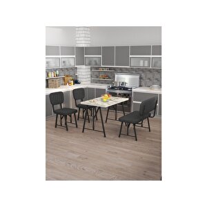 Hayat 70 X 110 Efes Mutfak Masası, Mutfak Masası Takımı, Yemek Masası, 2 Sandalye 1 Bench - Antrasit Antrasit