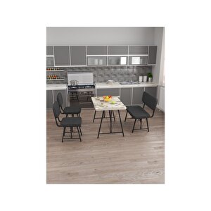 Hayat 70 X 110 Efes Mutfak Masası, Mutfak Masası Takımı, Yemek Masası, 2 Sandalye 1 Bench - Antrasit Antrasit