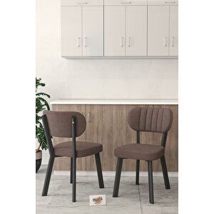 Gnr 70x110cm Sabit Atlantik Mutfak Masası Takımı, Yemek Masası, 4 Modern Kahverengi Sandalye Kahverengi