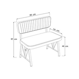 Hayat 70 X 110 Amalfi Mutfak Masası, Mutfak Masası Takımı, Yemek Masası, 2 Sandalye 1 Bench - Kahverengi