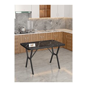 Azra 70x110cm Bendir Mutfak Masası, Mutfak Masası Takımı, Yemek Masası, 4 Antrasit Sandalye