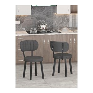 Azra 70x110cm Bendir Mutfak Masası, Mutfak Masası Takımı, Yemek Masası, 4 Antrasit Sandalye