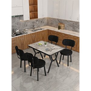 Azra 70x110cm Efes Mutfak Masası, Mutfak Masası Takımı, Yemek Masası, 4 Siyah Sandalye Siyah