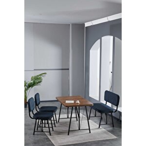 Hayat 70 X 110 Amalfi Mutfak Masası, Mutfak Masası Takımı, Yemek Masası, 2 Sandalye 1 Bench - Lacivert Lacivert