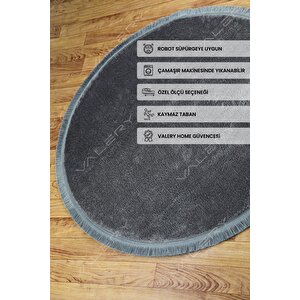 Comfort Ponpon Saçaklı Peluş Halı Antrasit 120x120 cm