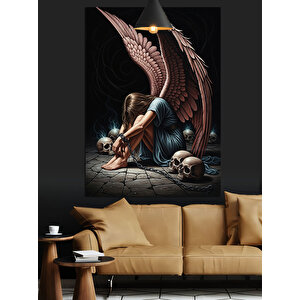 Tutsak Melek Ve Kuru Kafalar Dekoratif Kanvas - Mdf Ahşap Tablo 100x140 cm