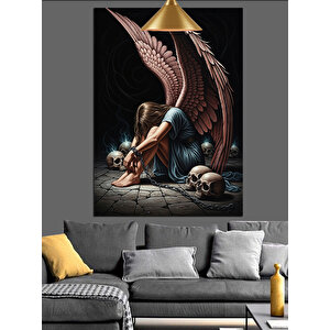 Tutsak Melek Ve Kuru Kafalar Dekoratif Kanvas - Mdf Ahşap Tablo 100x140 cm