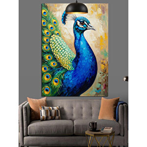 Tavus Kuşu Mavi Gözler Dekoratif Kanvas - Mdf Ahşap Tablo 70x100 cm