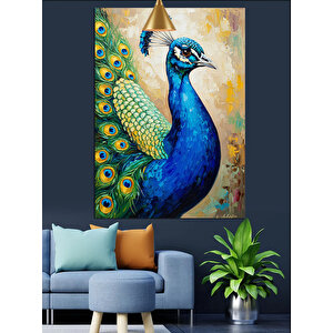Tavus Kuşu Mavi Gözler Dekoratif Kanvas - Mdf Ahşap Tablo 70x100 cm