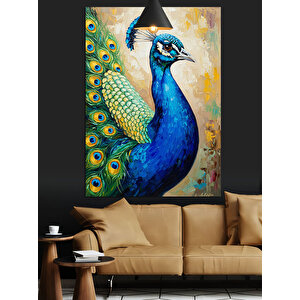 Tavus Kuşu Mavi Gözler Dekoratif Kanvas - Mdf Ahşap Tablo 70x100 cm