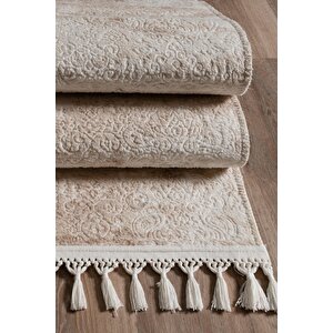 Violet Koleksiyonu Yıkanabilir Kaymaz Taban Salon,oturma Odası,mutfak,antre,koridor Halısı Bej 200x400 cm