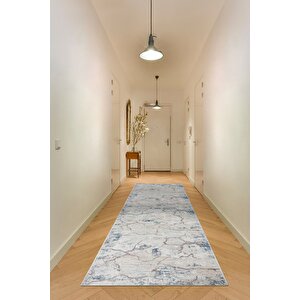 Silvia Vl Makinada Yıkanabilir Dayanıklı Kaymaz Taban Antialerjik Halı Gri-beyaz-siyah 120x700 cm