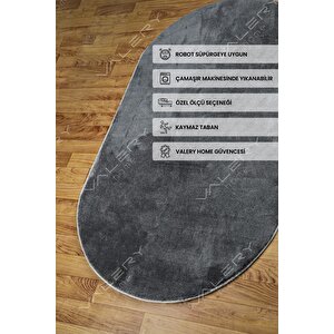 Comfort Ponpon Saçaklı Peluş Halı Antrasit 80x300 cm