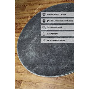 Comfort Ponpon Saçaklı Peluş Halı Antrasit 150x150 cm