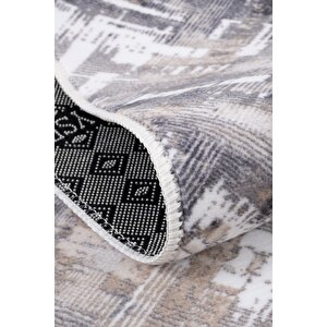 Letty Vl Makinada Yıkanabilir Kaymaz Tabanlı Kesme Rulo Halı Yolluk Gümüş 150x250 cm