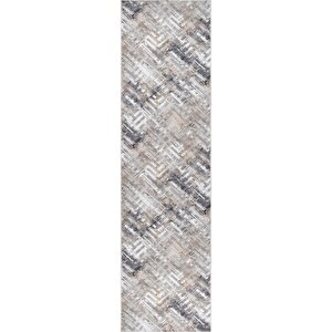 Letty Vl Makinada Yıkanabilir Kaymaz Tabanlı Kesme Rulo Halı Yolluk Gümüş 150x250 cm