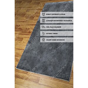 Comfort Ponpon Saçaklı Peluş Halı Antrasit 100x350 cm