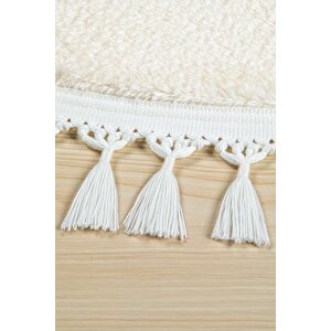 Vl Comfort Düz Saçaklı Peluş Halı Ekru 150x150 cm