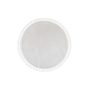 Vl Comfort Düz Saçaklı Peluş Halı Ekru