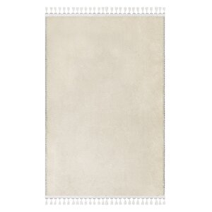 Vl Comfort Düz Saçaklı Peluş Halı Ekru 150x230 cm