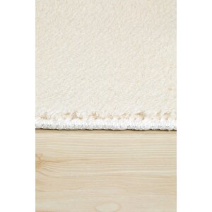 Vl Comfort Düz Saçaklı Peluş Halı Ekru